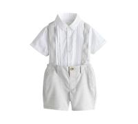 NEXT Ragazzo Completo con camicia, shorts e bretelle Grigio 4 Anni-5 Anni