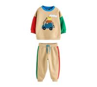 NEXT Ragazzo Completo con felpa e pantaloni da jogging colourblock Marrone scuro 2 Anni-3 Anni