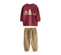 NEXT Ragazzo Completo con felpa e pantaloni da jogging colourblock Rosso 12 Mesi