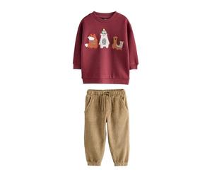 NEXT Ragazzo Completo con felpa e pantaloni da jogging colourblock Rosso 2 Anni-3 Anni