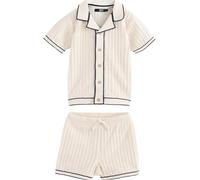 NEXT Ragazzo Completo con polo e shorts in maglia con bottone Ecru 6 Mesi