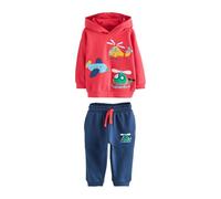 NEXT Ragazzo Completo felpa con cappuccio e pantaloni da jogging Red/Navy Blue Appliqué Transport 2 Anni