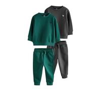NEXT Ragazzo Confezione da 2 completi con felpa e pantaloni da jogging Charcoal Grey/Green 9 Mesi-12 Mesi