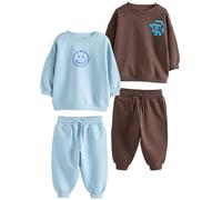 NEXT Ragazzo Confezione da 2 completi con felpa e pantaloni da jogging Chocolate Brown and Blue 4 Anni