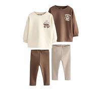 NEXT Ragazzo Confezione da 2 completi con top a maniche lunghe e leggings Brown/Cream Babyccino 5 Anni-6 Anni