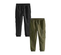 NEXT Ragazzo Confezione da 2 Pantaloni da Jogging Cargo Slim Black/Green 9 Anni