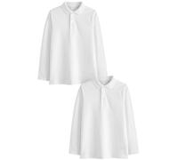 Next Ragazzo Confezione da 2 Polo per la Scuola a Maniche Lunghe in 100% Cotone Bianco 9 Anni