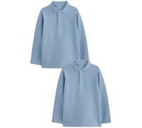 NEXT Ragazzo Confezione da 2 Polo per la Scuola a Maniche Lunghe in 100% Cotone Blu 9 Anni