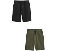 NEXT Ragazzo Confezione da 2 Shorts Basic in Jersey Nero/Verde Kaki 4 Anni