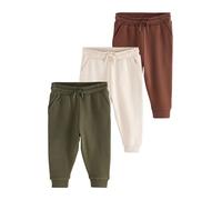 NEXT Ragazzo Confezione da 3 Pantaloni da Jogging Morbidi Khaki Green/Rust Brown/Ecru 3 Anni-4 Anni