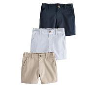 NEXT Ragazzo Confezione da 3 Shorts Chino Navy/Stone/Ticking Stripe 3 Mesi-6 Mesi