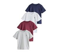 NEXT Ragazzo Confezione da 4 T-Shirt con Cervo Ricamato Burgundy Red/White 4 Anni