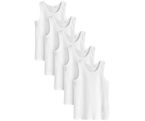 NEXT Ragazzo Confezione da 5 canotte Bianco 7 Anni-8 Anni