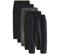 NEXT Ragazzo Confezione da 5 Joggers - vestibilità Regular | Bambino, Realizzati in cotone ultra morbido, Mid Rise, Drawstring, Straight