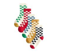 NEXT Ragazzo Confezione da 5 paia di calzini in spugna di misto cotone Ecru Bright Checkerboard 31-36