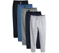 NEXT Ragazzo Confezione da 5 Pantaloni da Jogging Basic Slim Blu/Grigio/Nero 8 Anni