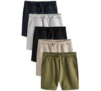 NEXT Ragazzo Confezione da 5 Shorts in Jersey di 100% Cotone Verde Kaki/Grigio/Nero 9 Mesi-12 Mesi