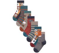 NEXT Ragazzo Confezione da 7 paia di calzini in misto cotone Brown Animal Stripe 31-36