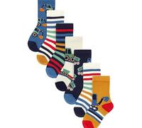 NEXT Ragazzo Confezione da 7 paia di calzini in misto cotone Multi Stripe Transport 31-36