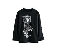 NEXT Ragazzo Minecraft - Maglia a Maniche Lunghe Black Creeper 6 Anni
