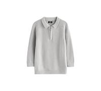 NEXT Ragazzo Polo a Maniche Lunghe in Maglia con Zip a Tre Quarti Grigio Chiaro 2 Anni-3 Anni