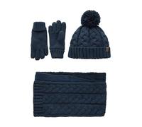NEXT Ragazzo Set 3 pezzi con cappello, guanti e sciarpa Navy Blue Cable Knit 11 Anni