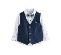 NEXT Ragazzo Set Gilet, Camicia e Farfallino Navy Dino 6 Anni-7 Anni