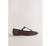 Next Scarpe basse Forever Comfort in camoscio con punta arrotondata e cinturino a T eu41 Marrone