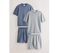 Next Set di T Shirt e pantaloncini in maglia con motivo a onde testurizzate 2 Pack Grigio