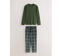 Next Set pigiama comodo in jersey a maniche lunghe a quadri xsmall verde
