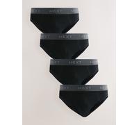 NEXT Uomini Confezione da 4 Slip in 100% Cotone Nero L