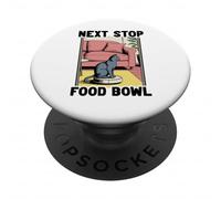 Next Stop - Ciotola per alimenti con gatto sul robot aspirapolvere PopSockets PopGrip Adesivo