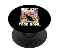 Next Stop - Ciotola per alimenti con gatto sul robot aspirapolvere PopSockets PopGrip Adesivo