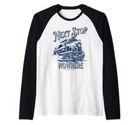 Next Stop Nowhere Retro Train Graphic Railfan Locomotiva Maglia con Maniche Raglan