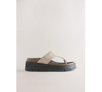 Next Suede Leather Chunky Toepost Mules Naturale