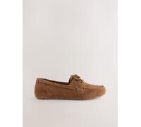 Next Suede Leather Round Toe Boat Shoes Marrone