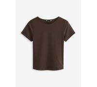 Next T Shirt a maniche corte con Girocollo e motivo Slinky Soft Touch Marrone
