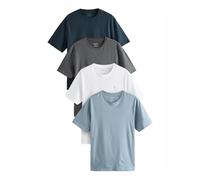 NEXT T-Shirt da Uomo con Colletto Rotondo, 100% Cotone, Confezione da 4 Magliette Blu/Navy/Bianco/Acciaio 3XL
