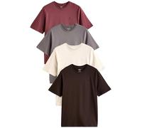 Next T-Shirt da Uomo con Colletto Rotondo, 100% Cotone, Confezione da 4 Magliette Marrone/Crema/Ruggine/Neutro M