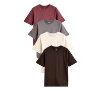 NEXT T-Shirt da Uomo con Colletto Rotondo, 100% Cotone, Confezione da 4 Magliette Marrone/Crema/Ruggine/Neutro L
