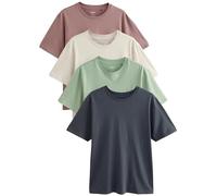 NEXT T-Shirt da Uomo con Colletto Rotondo, 100% Cotone | Standard, Confezione da 4 Magliette, Pull On, Lavabile in lavatrice