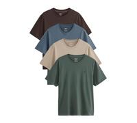 NEXT T-Shirt da Uomo con Colletto Rotondo, 100% Cotone | Standard, Confezione da 4 Magliette, Pull On, Lavabile in lavatrice