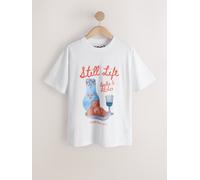 Next T-shirt girocollo con grafica Natura morta. xsmall Bianco