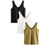 Next Top '3er-Pack' cachi / nero / bianco Donna - Abbigliamento - Maglie e top - Top - Canotte Next S
