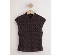 Next Top a maniche corte con bottoni in pizzo floreale 44 Marrone