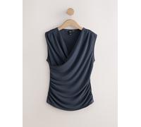 Next Top a maniche corte con scollo a V e drappeggio 46 Grigio
