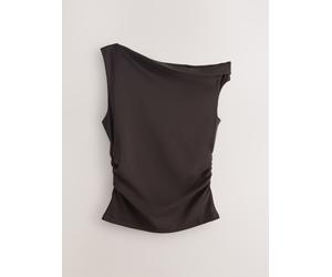 Next Top asimmetrico Smanicato con drappeggio 44 Marrone