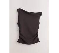 Next Top asimmetrico Smanicato con drappeggio 54 Marrone