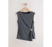 Next Top Smanicato con scollo a V e dettagli metallici large Grigio