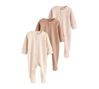 NEXT Unisex Bambino Confezione da 3 tutine per neonati con zip bidirezionale Beige 6 Mesi-9 Mesi